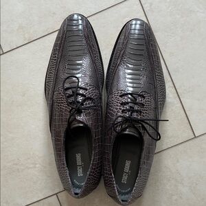 Stacy Adams Gray Crocodile Texture Oxfords